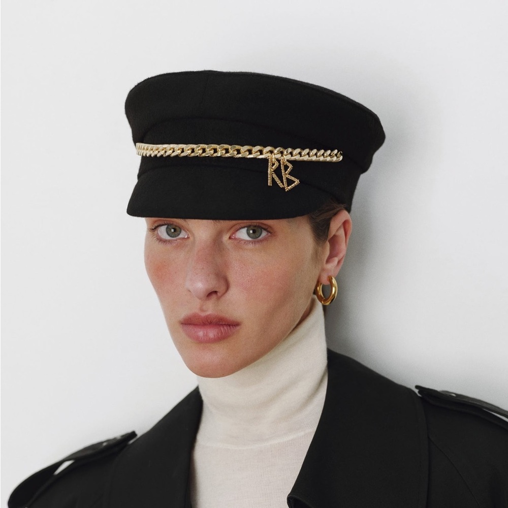 Black Ruslan Baginskiy Chain Embellished Baker Boy Cap